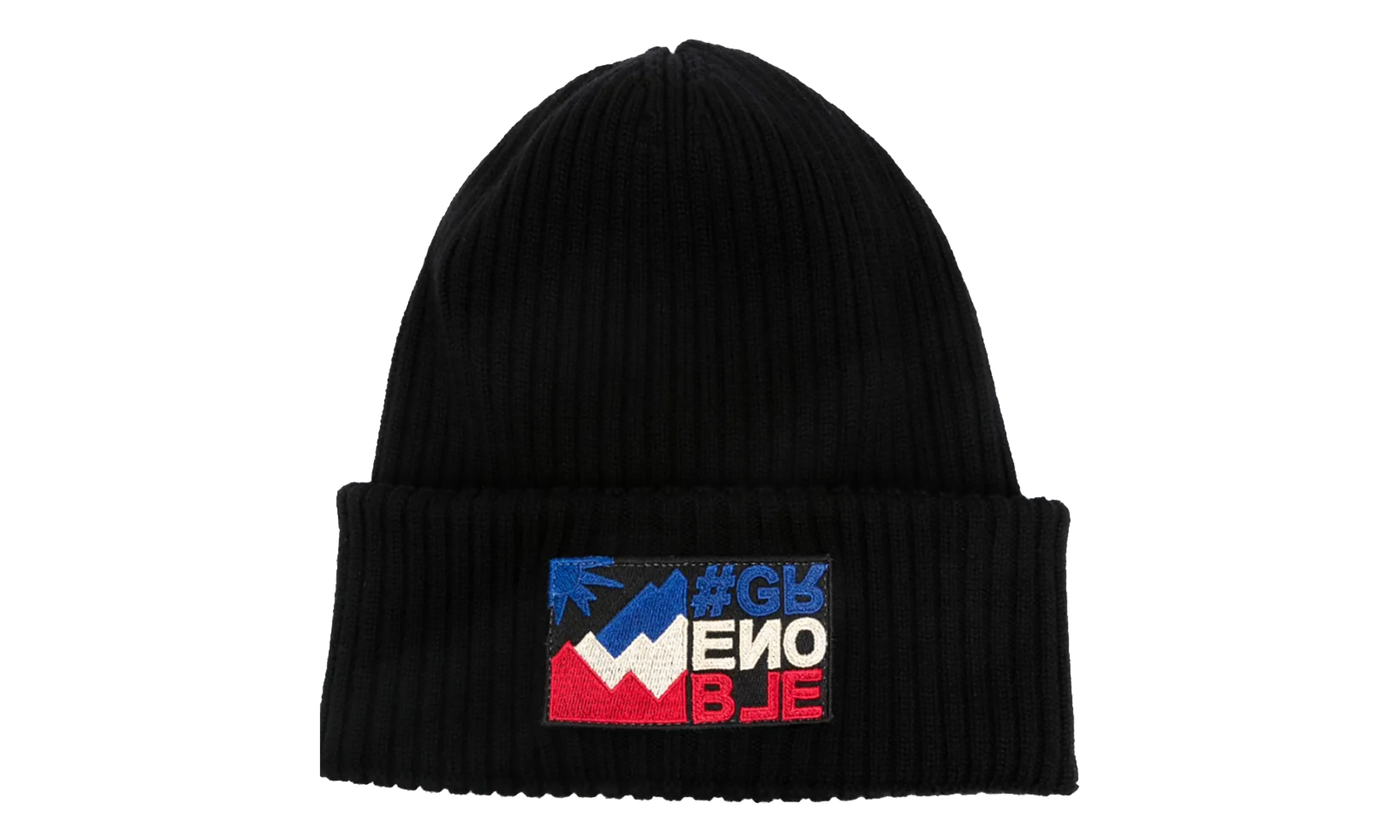Grenoble Berretto Tricot Grenoble Logo-Patch Virgin-Wool Beanie "Black" MON08