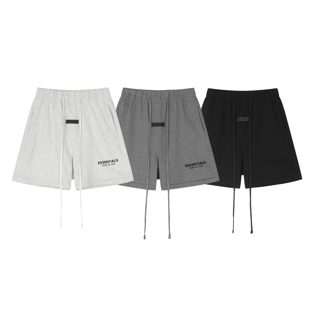 Fear of God Essentials 518 Fear Of for Men SS22ESSENTIALSFlockedDrawstringHigh-StreetShorts 黑色 深灰 浅灰S XL 批65