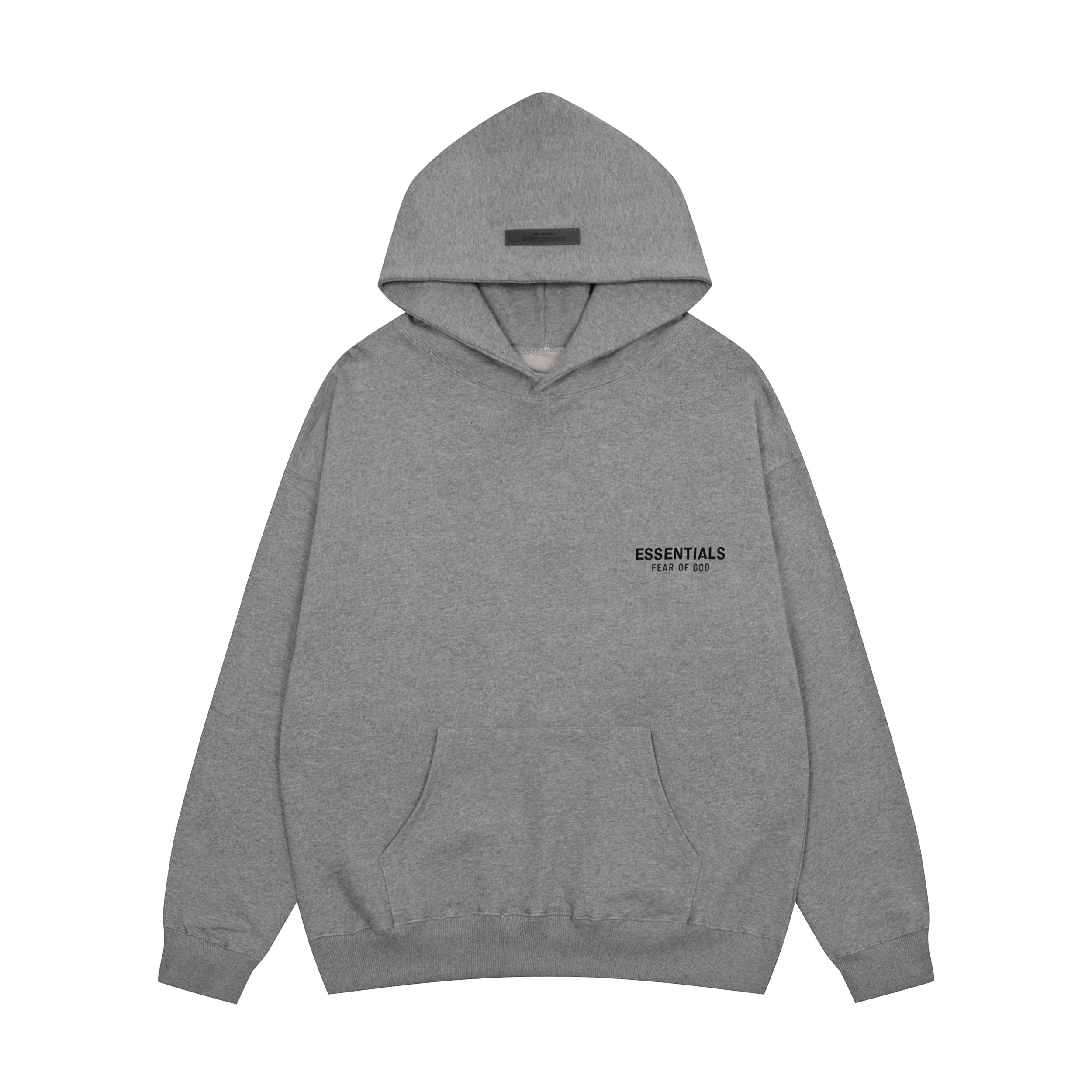 Fear of God Essentials 8803 Fear Of for Men SS22ESSENTIALSFlockedHigh-StreetHoodie 黑色 深灰 浅灰S XL 批105