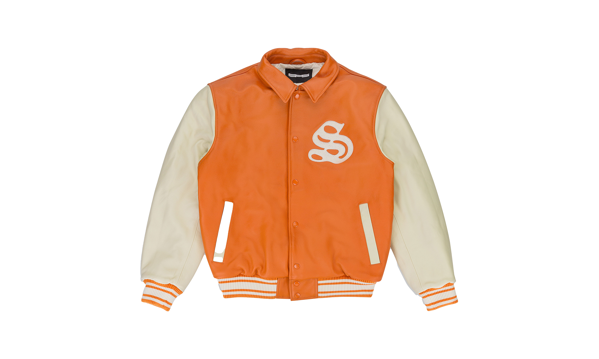 SP5DER VARSITY ORANGE WHITE VARSITY JACKET "Orange, White" SP5_ORNGVJKT