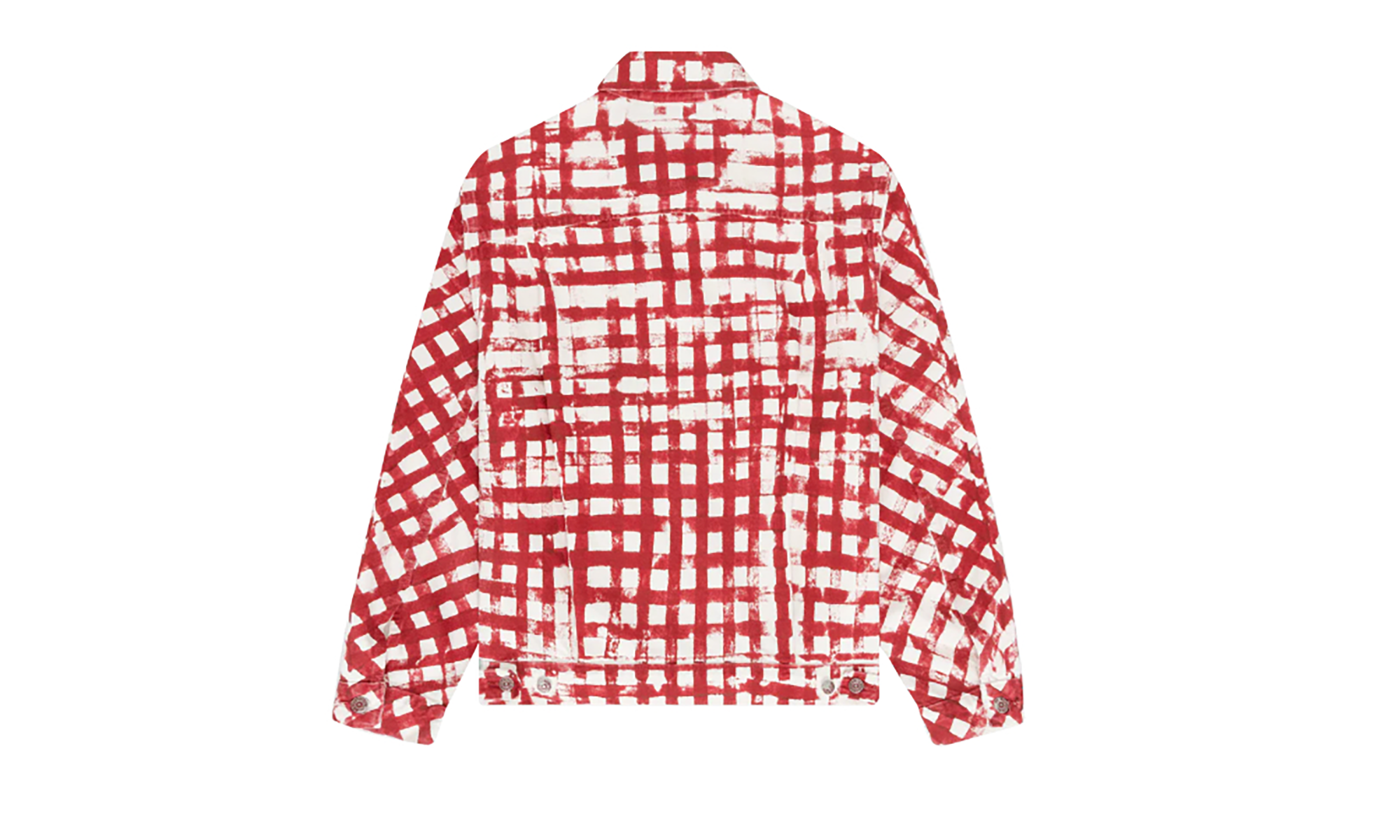 Hand Painted Picnic Plaid Trucker Jacket "Red / White" DT224
