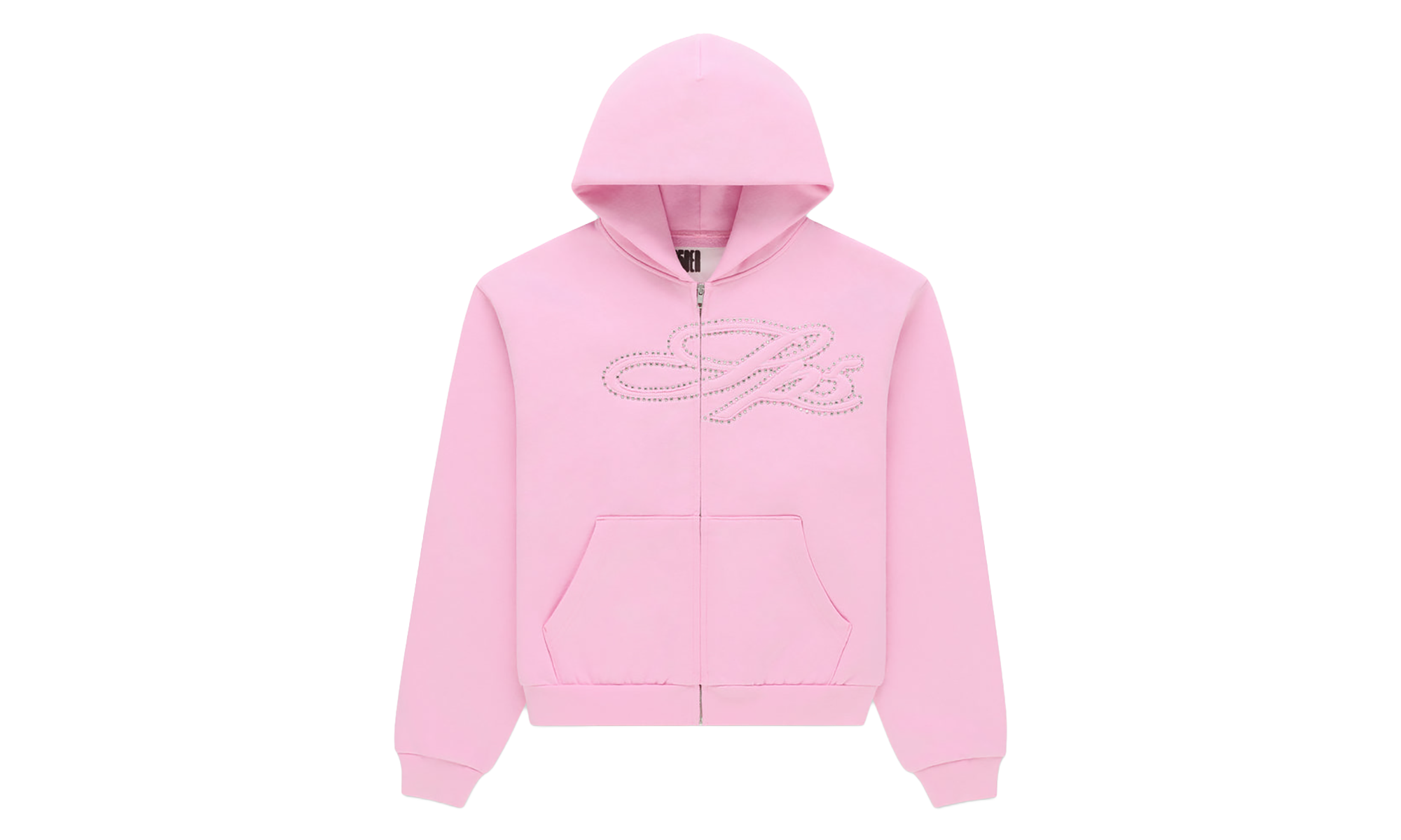 Rhinestone Script Zip Hoodie "Light Pink" SP5der349