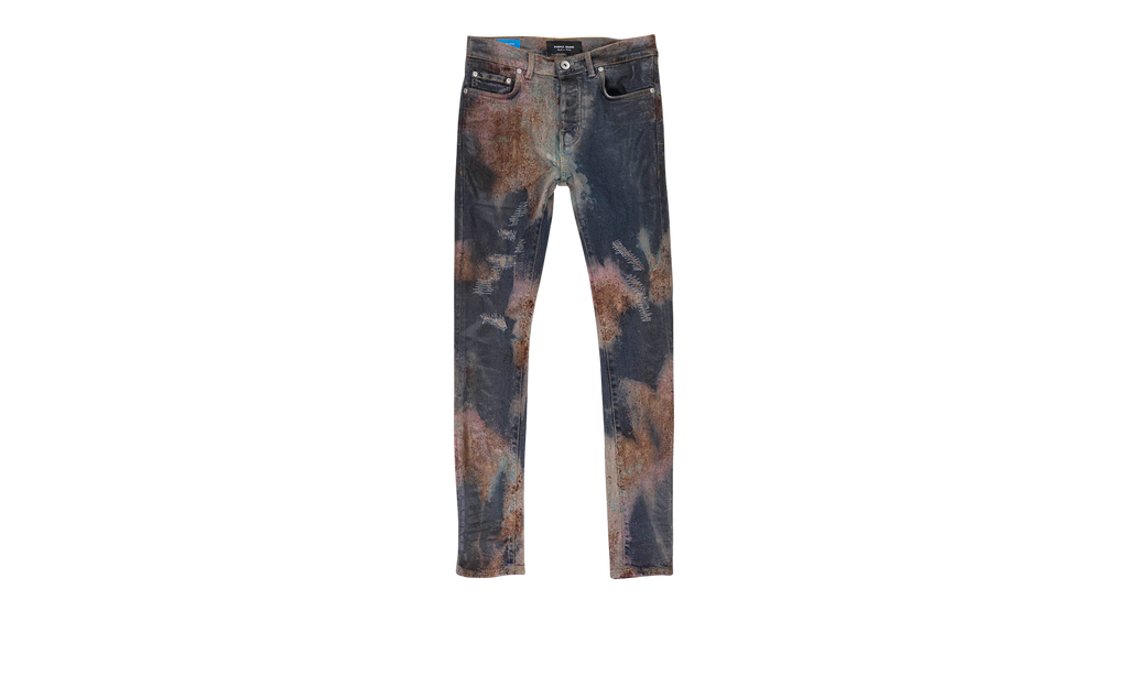 MULTICOLOR SPRAY OVER BLEACHED INDIGO "Blue" P001 MSOI422