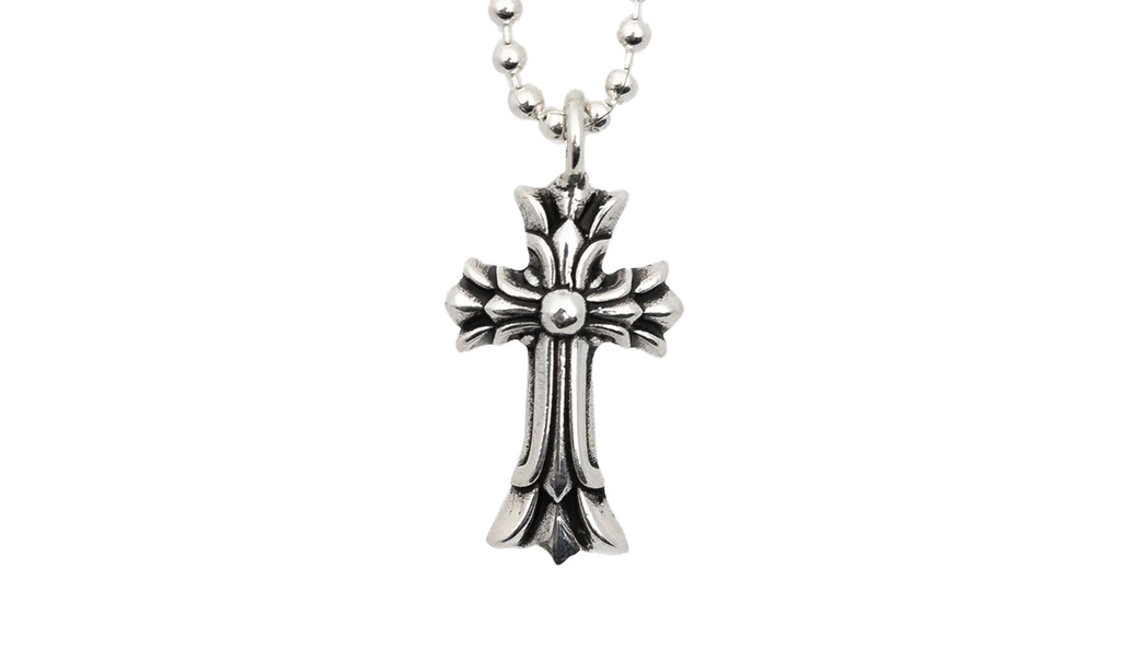 Double Cross Silver Pendant & Ball Chain "Silver" CHRM0666