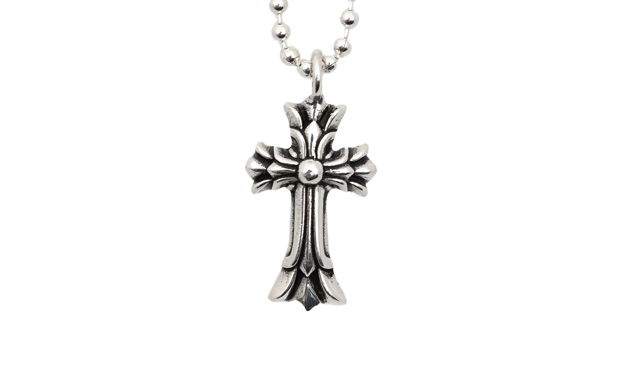 Double Cross Silver Pendant & Ball Chain "Silver" CHRM0666