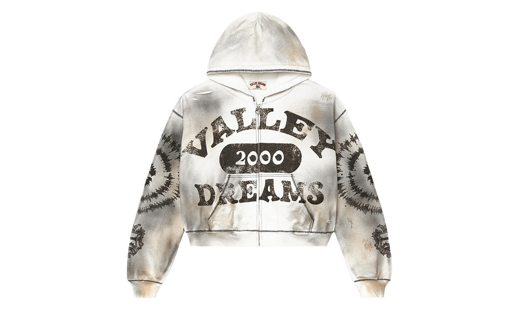 Spiral Zip Up Hoodie "Dark White" 11451 10004VFSZUH DARK