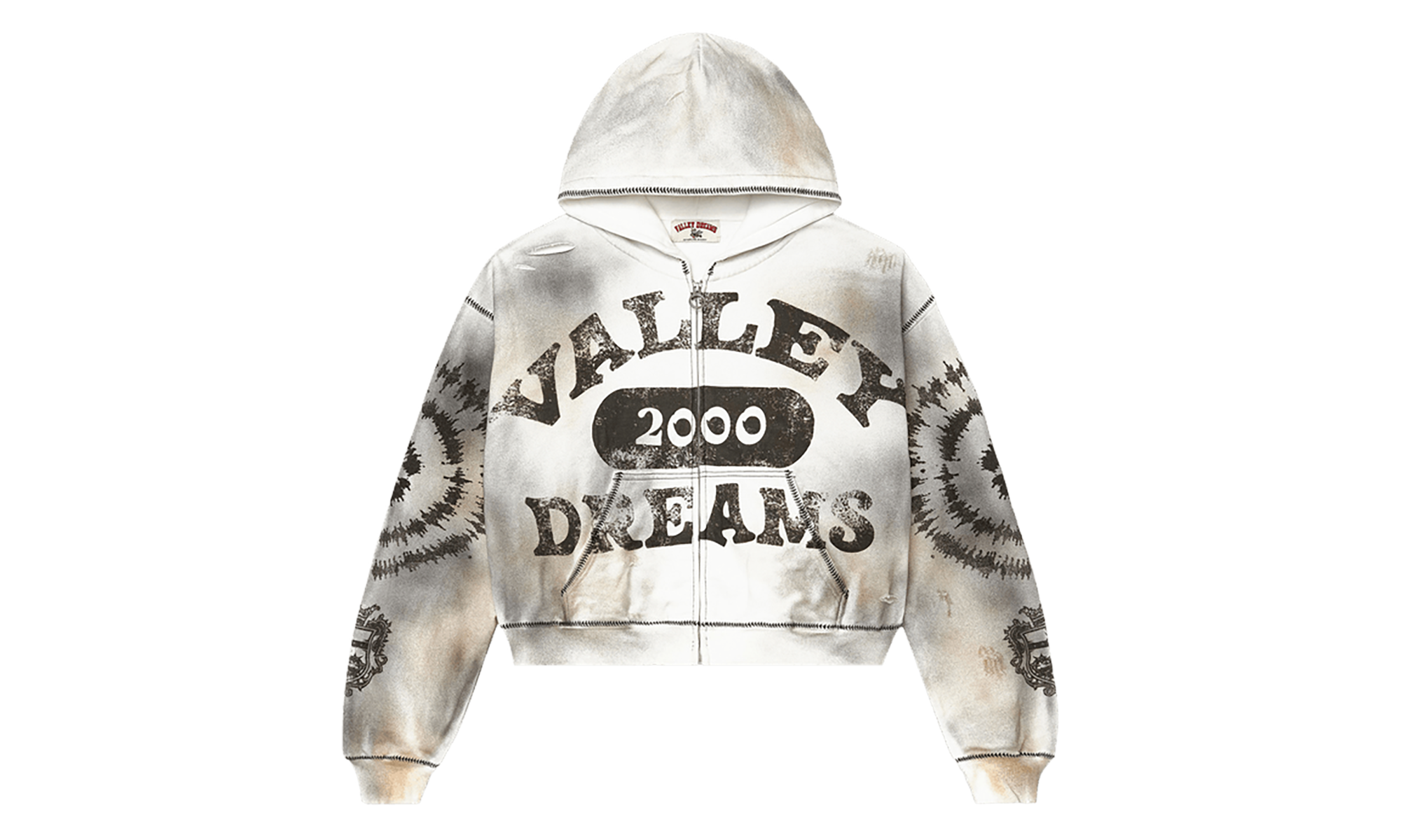 Spiral Zip Up Hoodie "Dark White" 11451 10004VFSZUH DARK