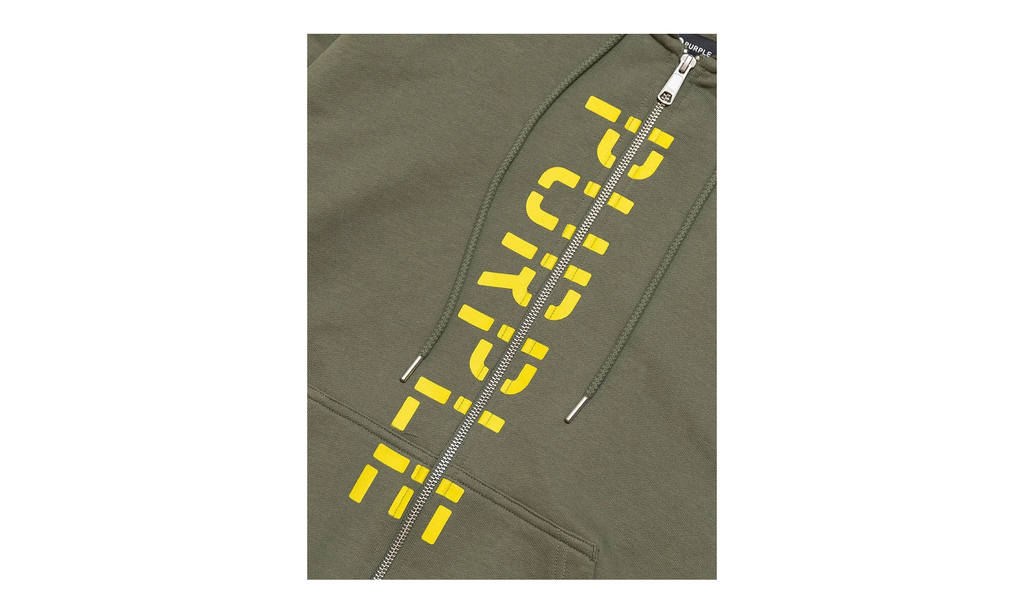 French Terry Stencil Logo Zip Hoodie "Military" P411 FMSZ222