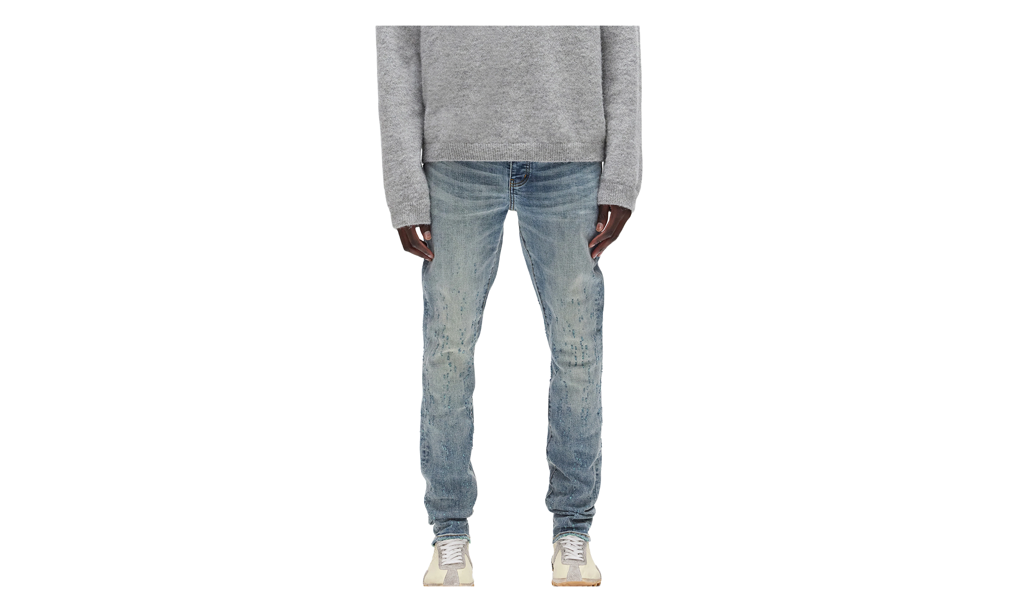 P001 Weft Buckshot Jeans "Mid Indigo" P001 CWBK425