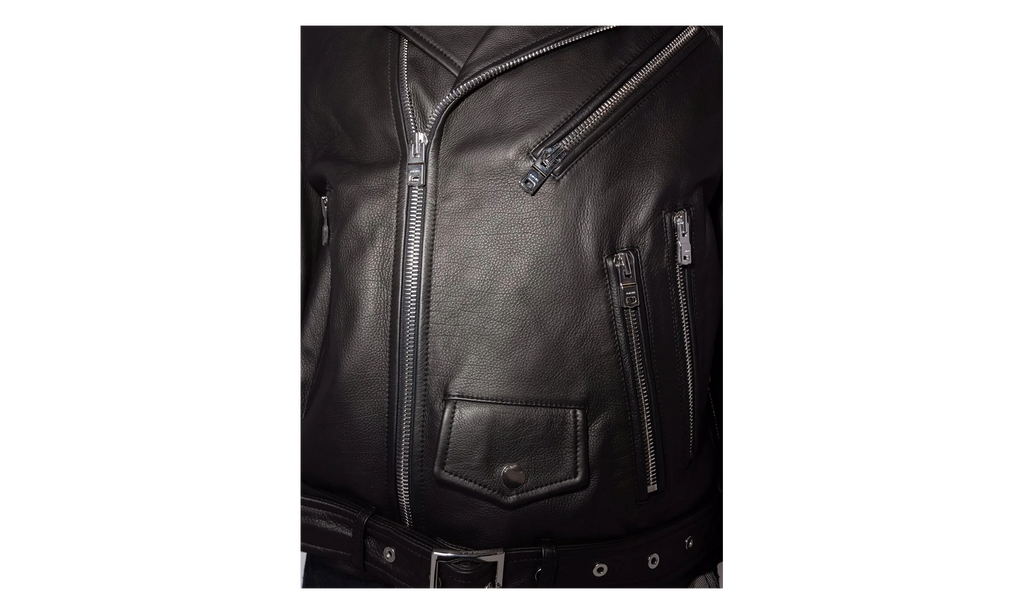Leather Motorcycle Jacket "Black" MLJ033 001
