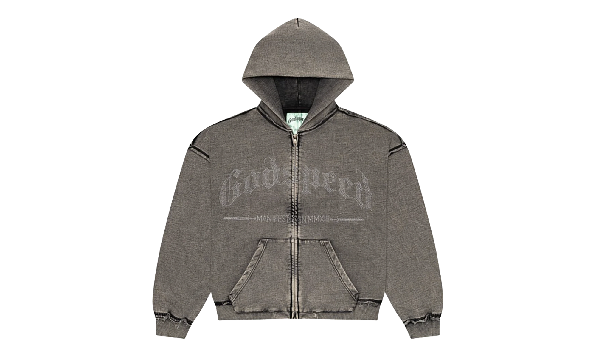 Studded OG Logo Hoodie "Grey Wash" GS009