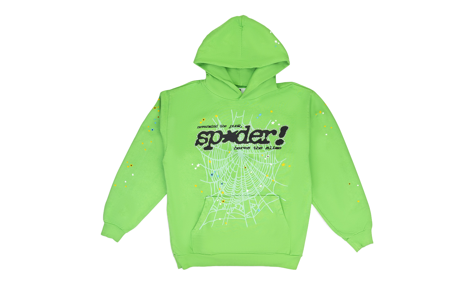 Rhinestone Punk V2 Hoodie "Slime Green" SP5der369