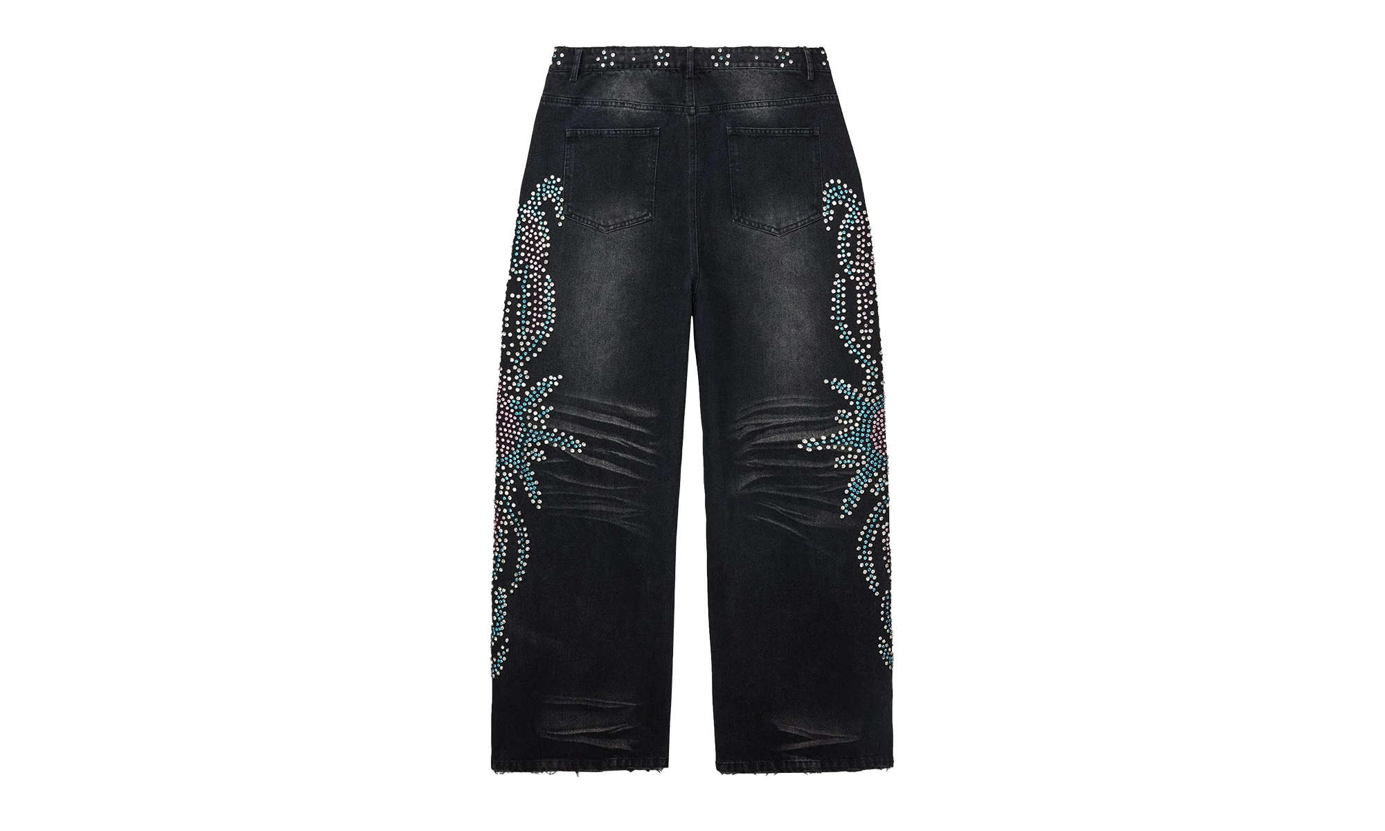 Color Jeweled Wide Denim Jeans "Black" 0JCDA6PP