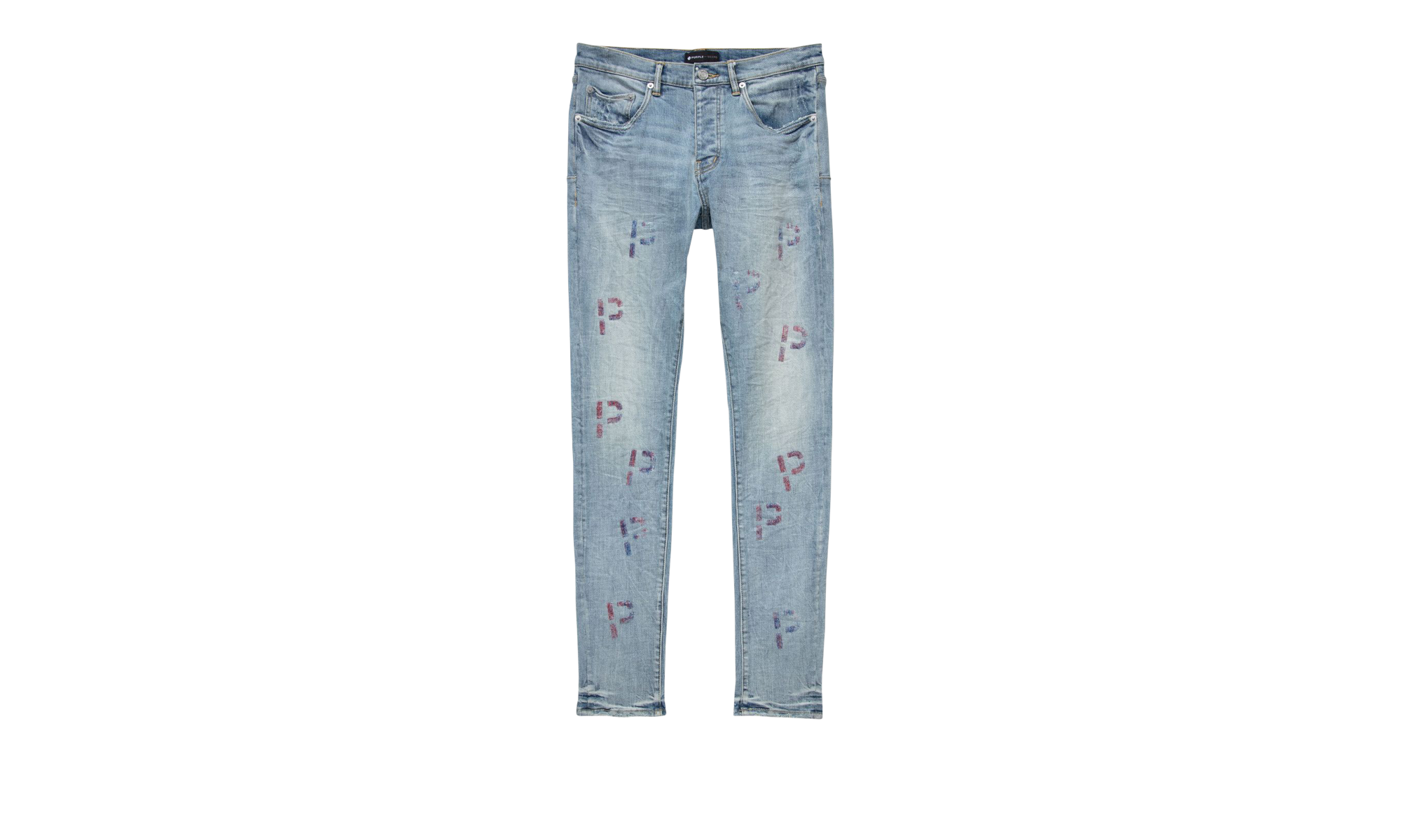 LIGHT INDIGO EMBROIDERY PUNCH P PLAID "Blue" P001 LEPP223