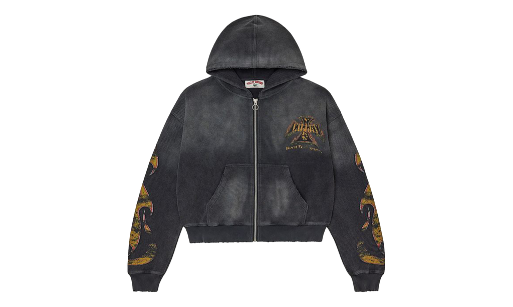 Reborn Waffle Knit Zip Up "Black" VAL139