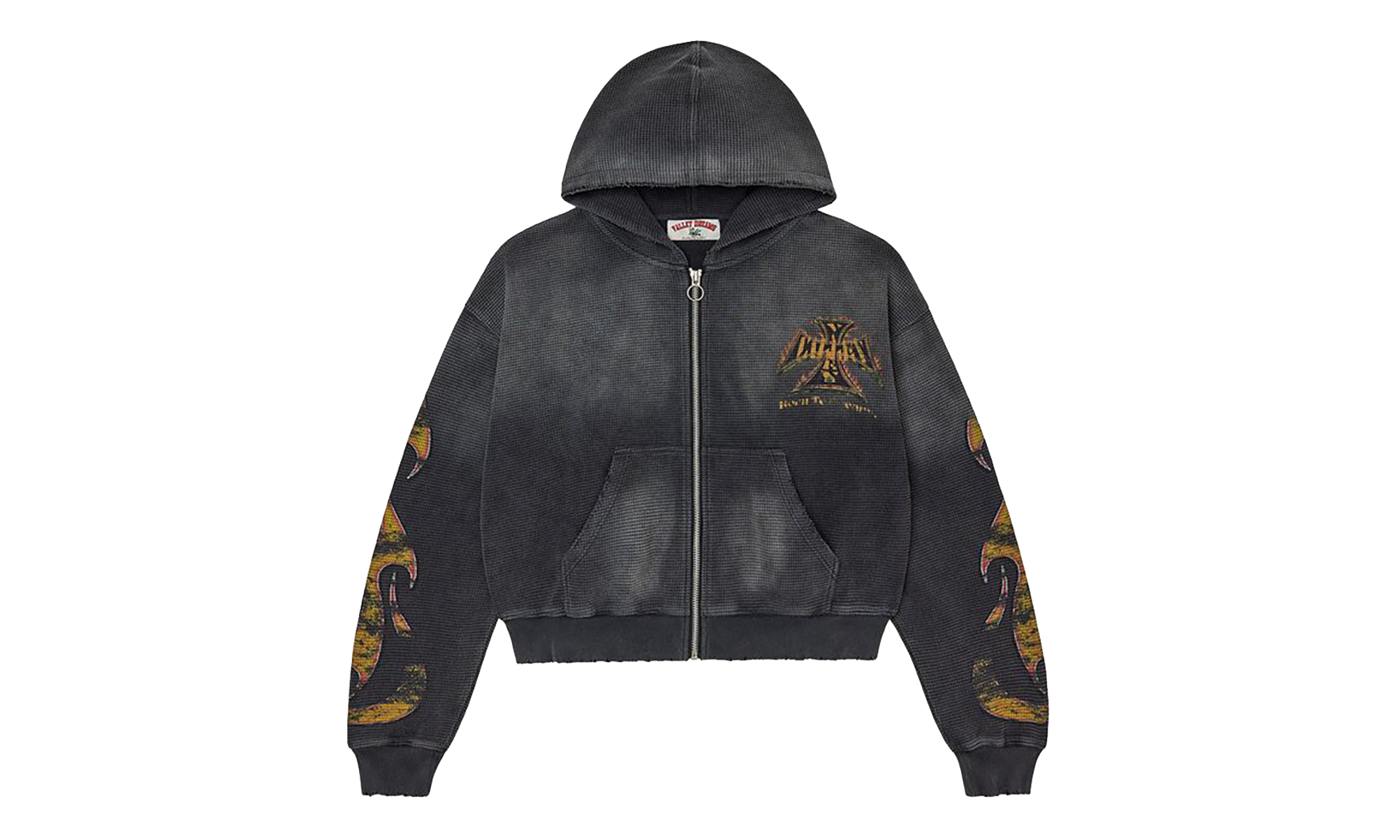 Reborn Waffle Knit Zip Up "Black" VAL139