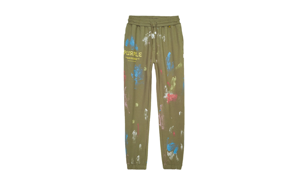 French Terry Stencil Paint Joggers "Green" P412 FMSJ222