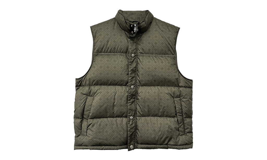 Monogram Cross Pattern Puffer Down Vest "Olive" CHRM0474
