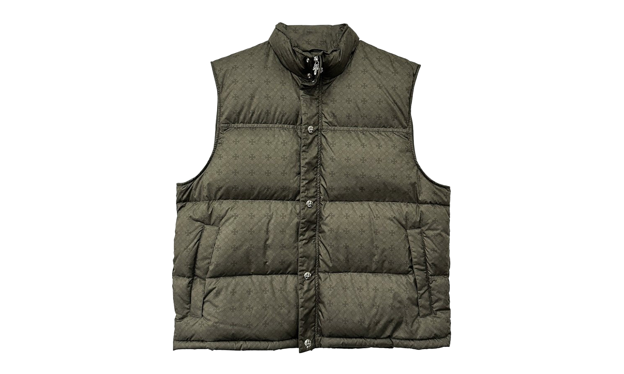 Monogram Cross Pattern Puffer Down Vest "Olive" CHRM0474