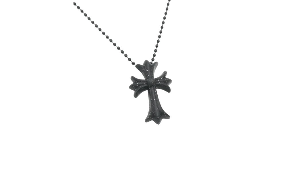 Silicone 30" Necklace "Black Glitter" CHRM0469