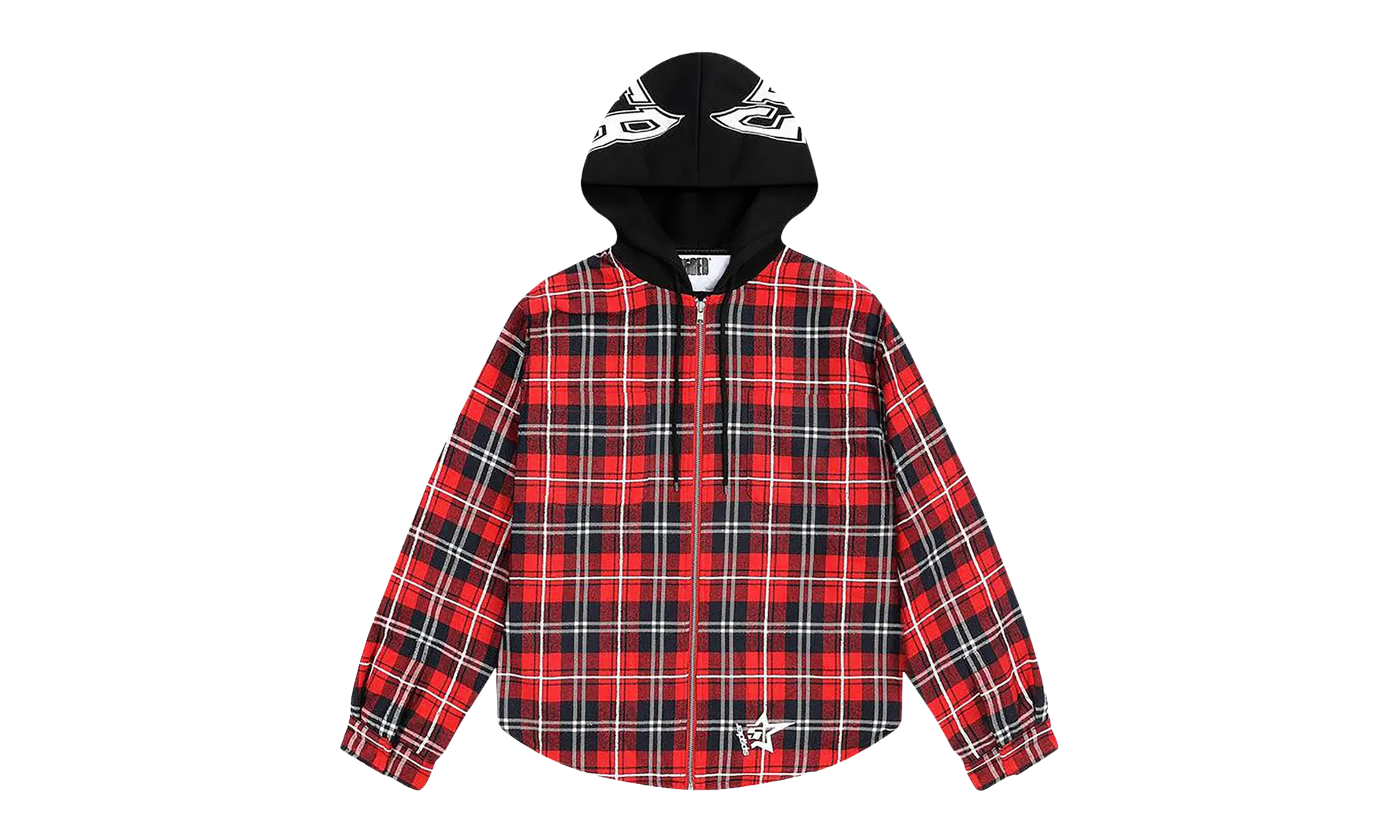 HOODED ZIP FLANNEL SHIRT JACKET "Red Plaid" SP5der284