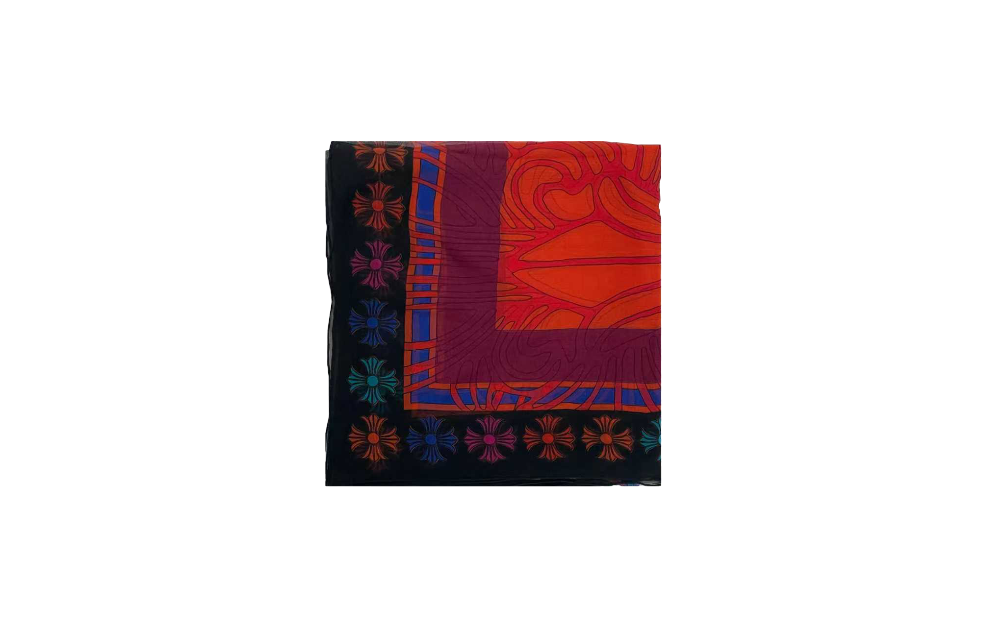 Mapplethorpe Multi-Color Cross Silk Scarf "Red" CHRM0519