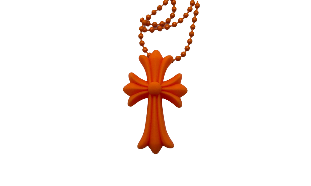 Silicrone Cross Necklace "Orange" CHRM0492