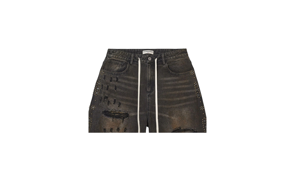 DIV Studded Combo Denim Shorts "Faded Dark Wash" BX66HM2Y