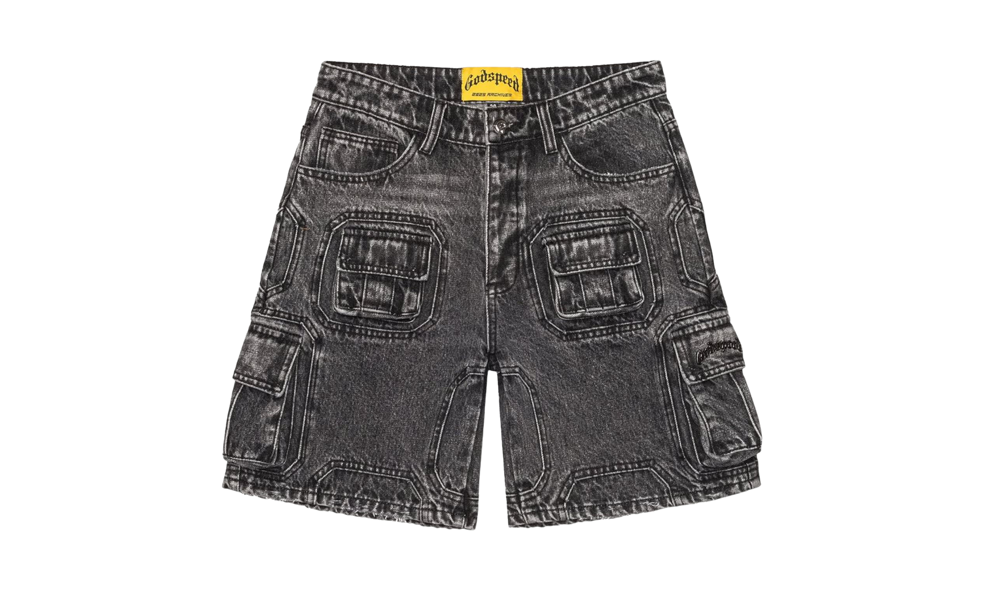 Octagon Cargo Denim Shorts "Grey Wash" OMEGZE26