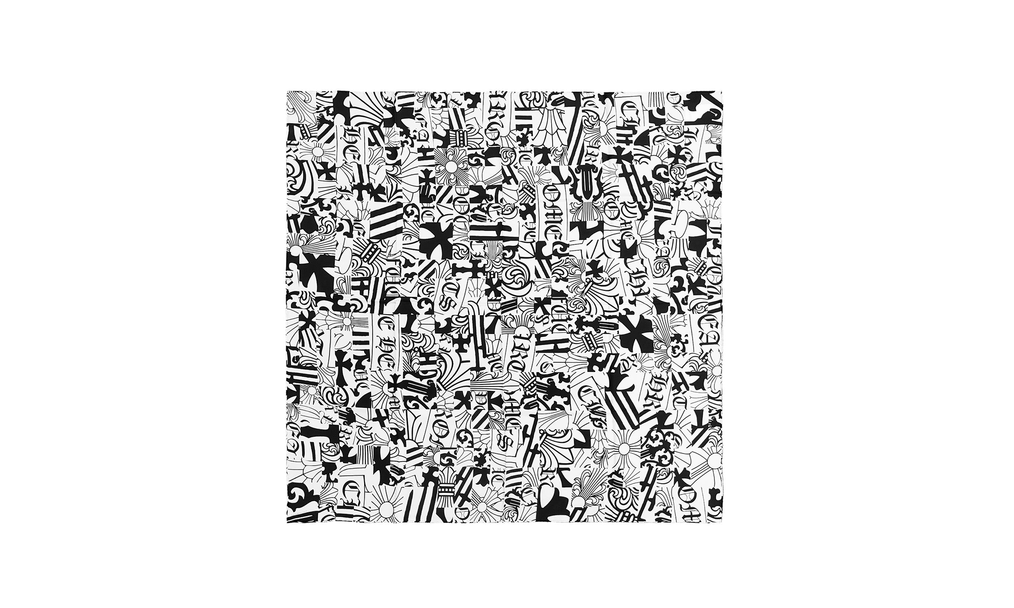 Multi Element Silk Scarf "Black / White" CHRM0514