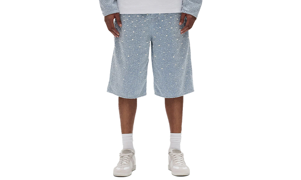 Textured Pearl Shorts Long "Light Indigo" P070 SFLN425
