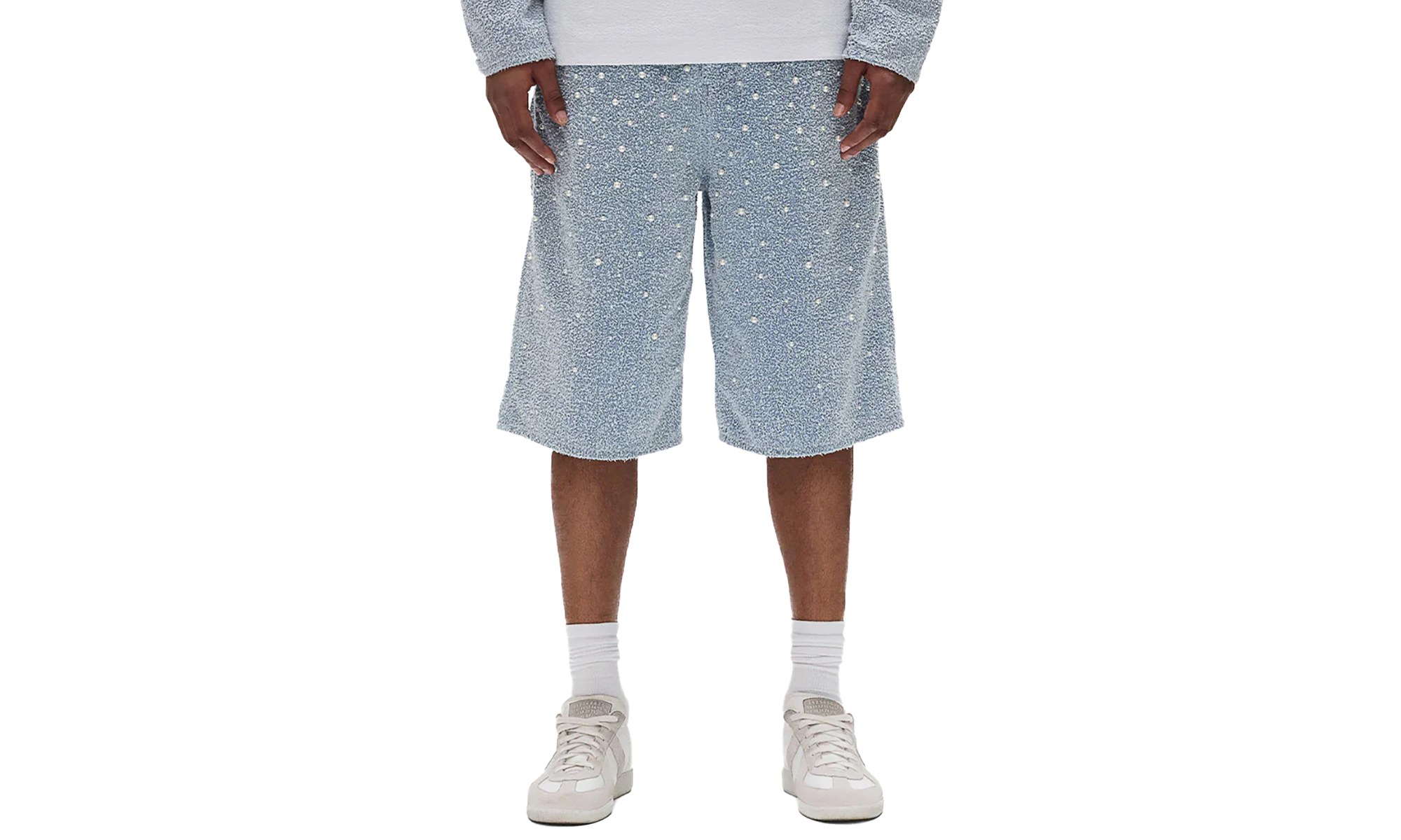 Textured Pearl Shorts Long "Light Indigo" P070 SFLN425