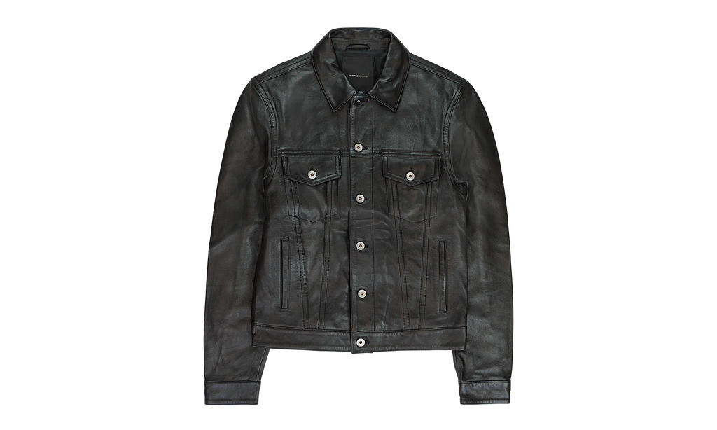 LEATHER TRUCKER JACKET "Black" P028 LTBB423
