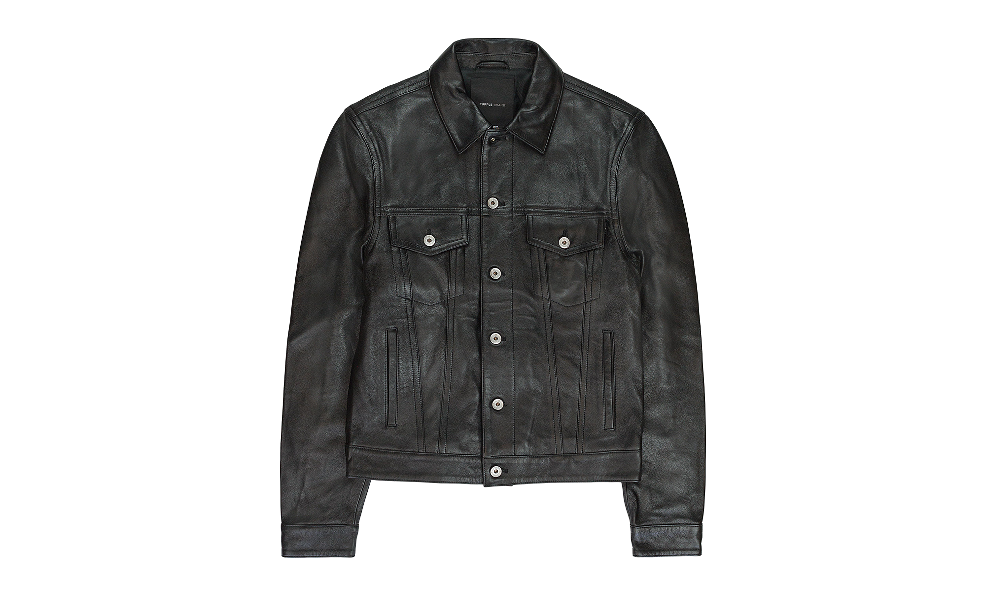 LEATHER TRUCKER JACKET "Black" P028 LTBB423