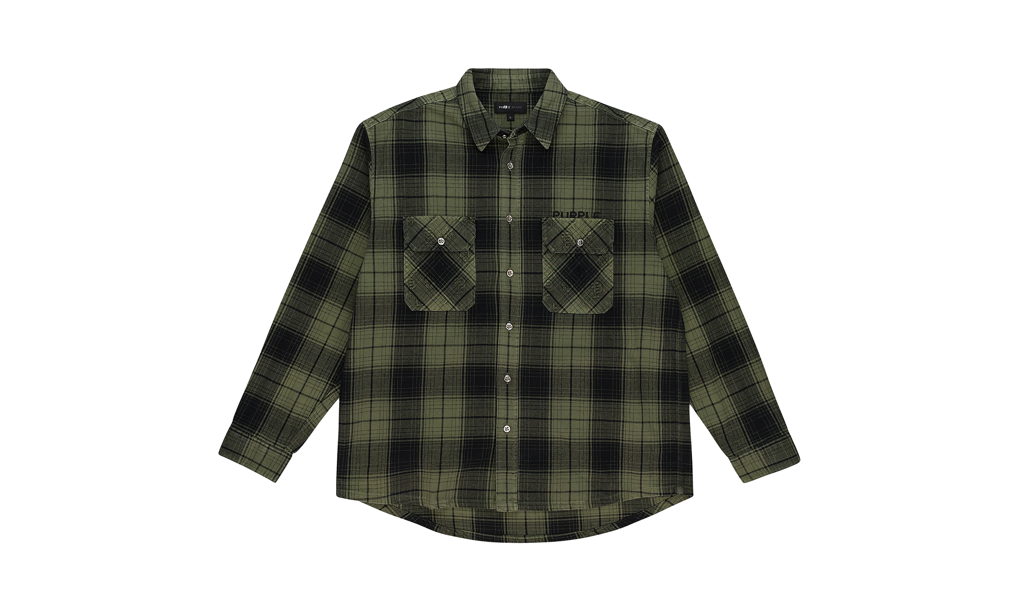 PLAID FLANNEL LS SHIRT CASUAL BUTTON-DOWN SHIRT "GREEN" PRP XTPS 0021