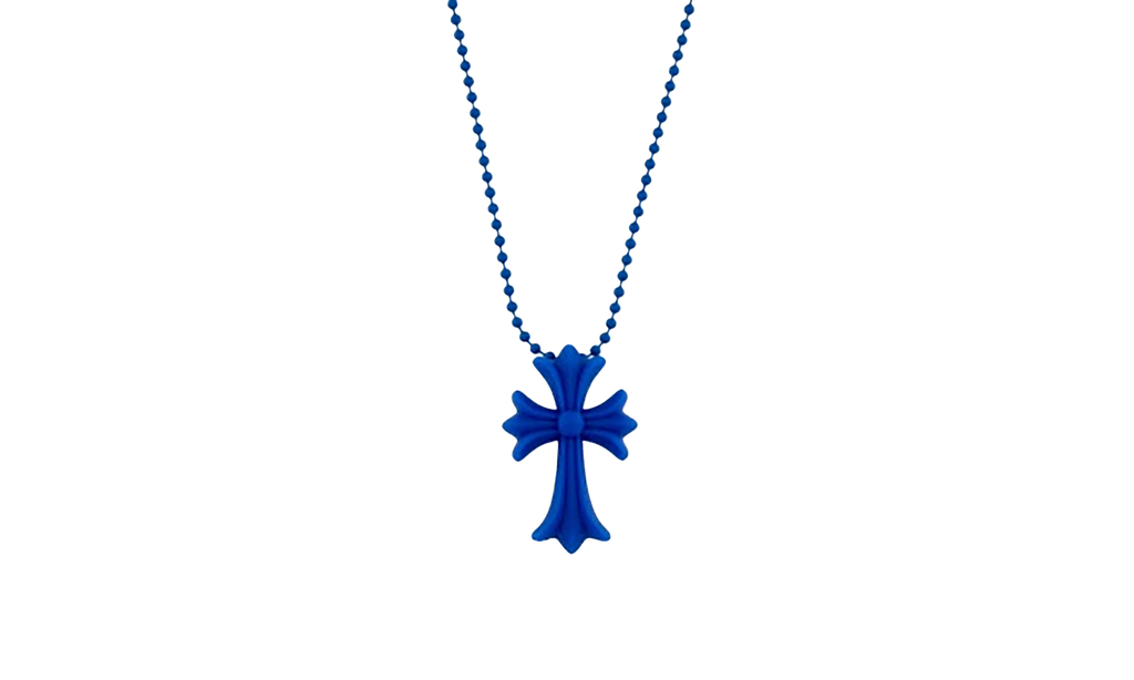 Silicone cross necklace "Blue" CHRM0493