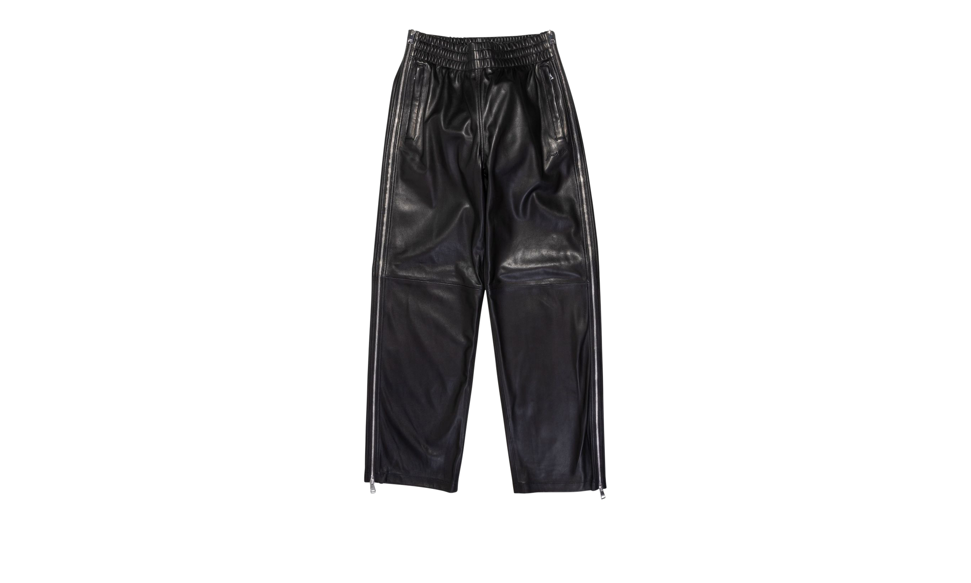 LEATHER SIDE ZIP TRACK PANT "Black" P522 LBBP423