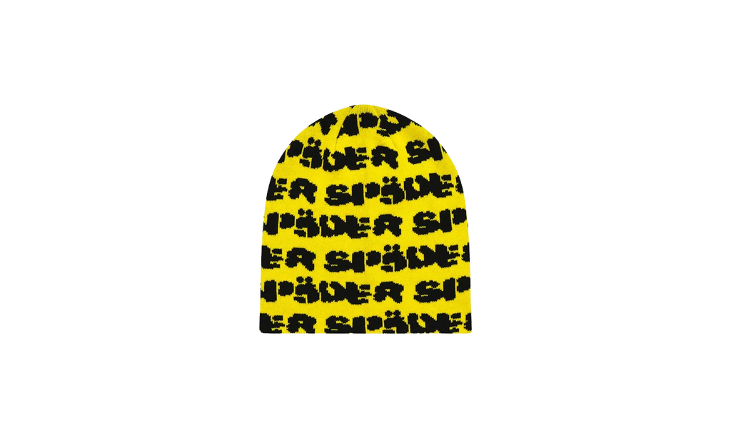 Fuzzy Logo Skully Beanie Unisex Style "Yellow" SP5der61