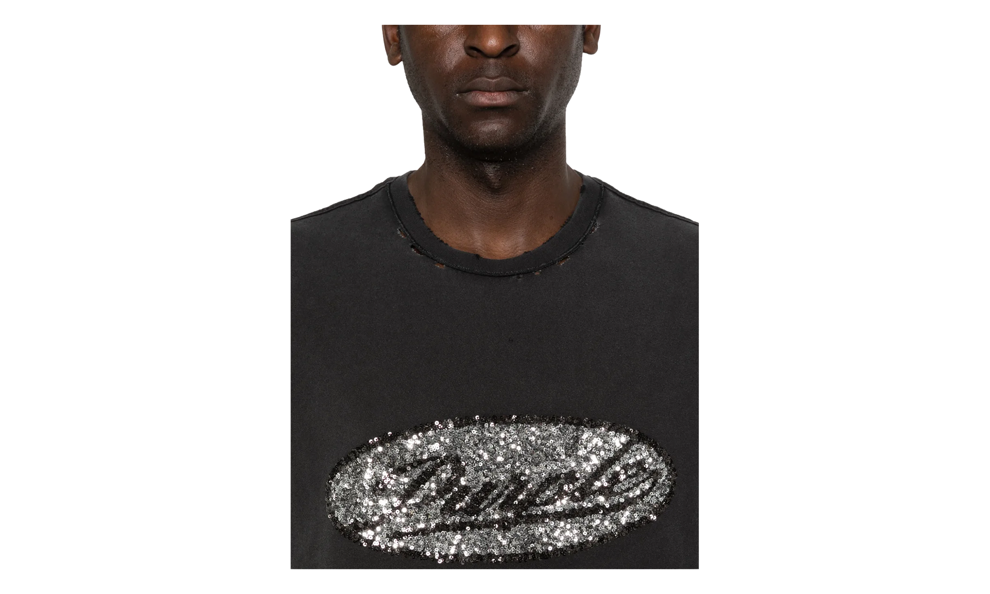 Sequin Script Sleeveless Tee "Black" P103 TBDS226