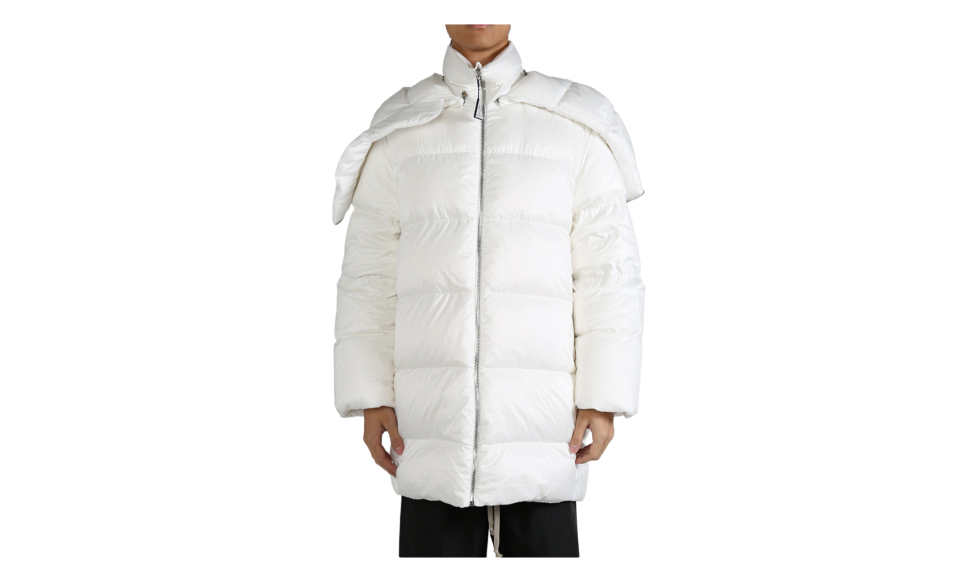 Rick Owens Woven Hooded Cyclopic Coat "Milk" MON39