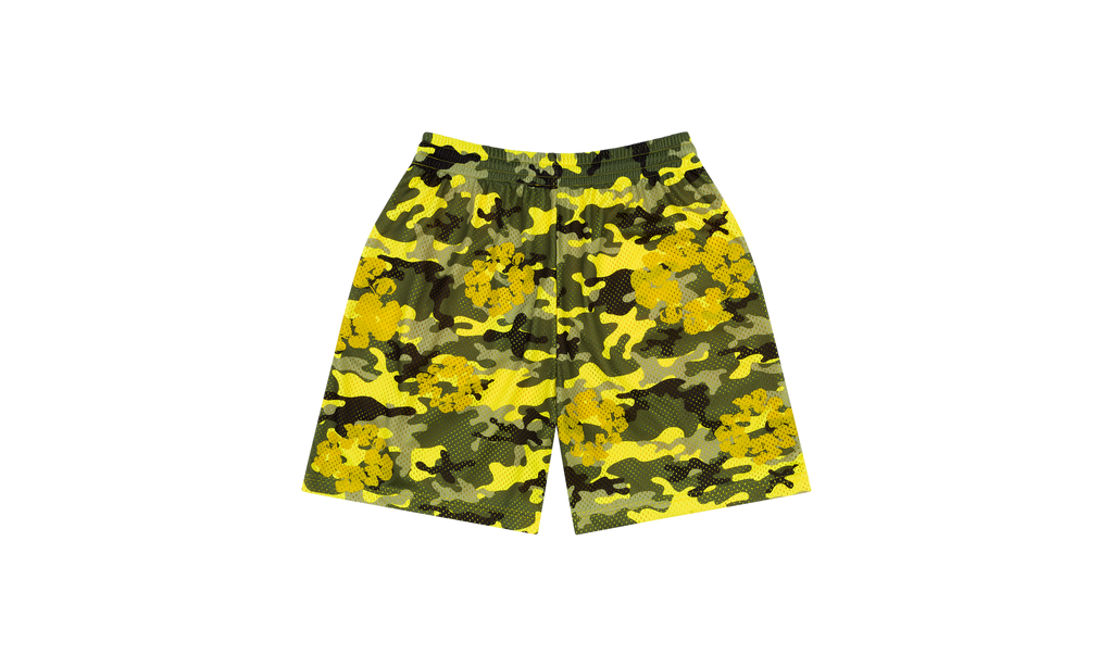 Camo Cotton Wreath Mesh Shorts "Yellow" DT176