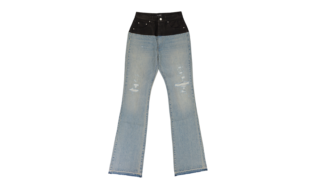 Hybrid Bootleg Jeans w/ Leather "SKY INDIGO / BLACK" PS22WDS070 064