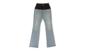 Hybrid Bootleg Jeans w/ Leather "SKY INDIGO / BLACK" PS22WDS070 064