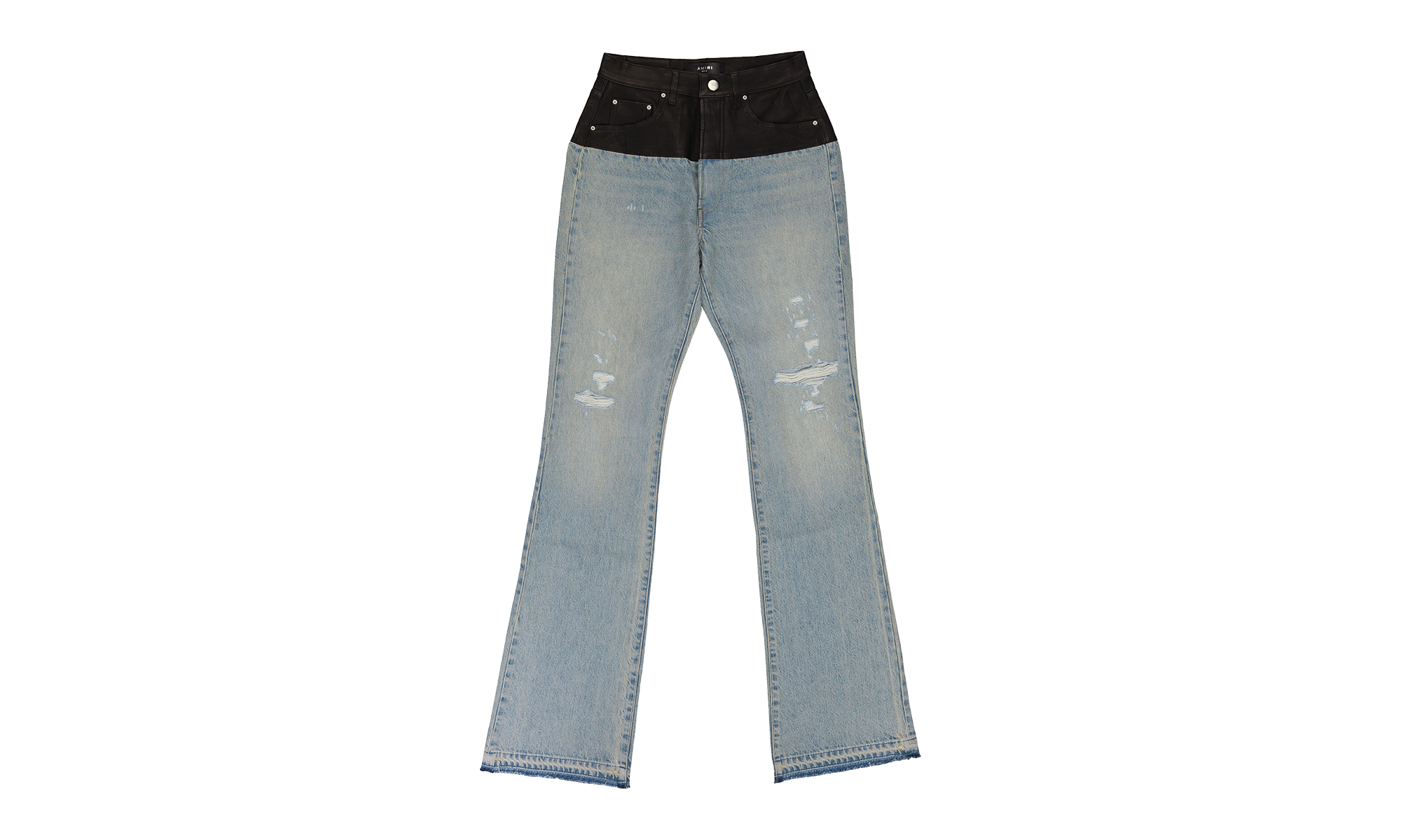 Hybrid Bootleg Jeans w/ Leather "SKY INDIGO / BLACK" PS22WDS070 064