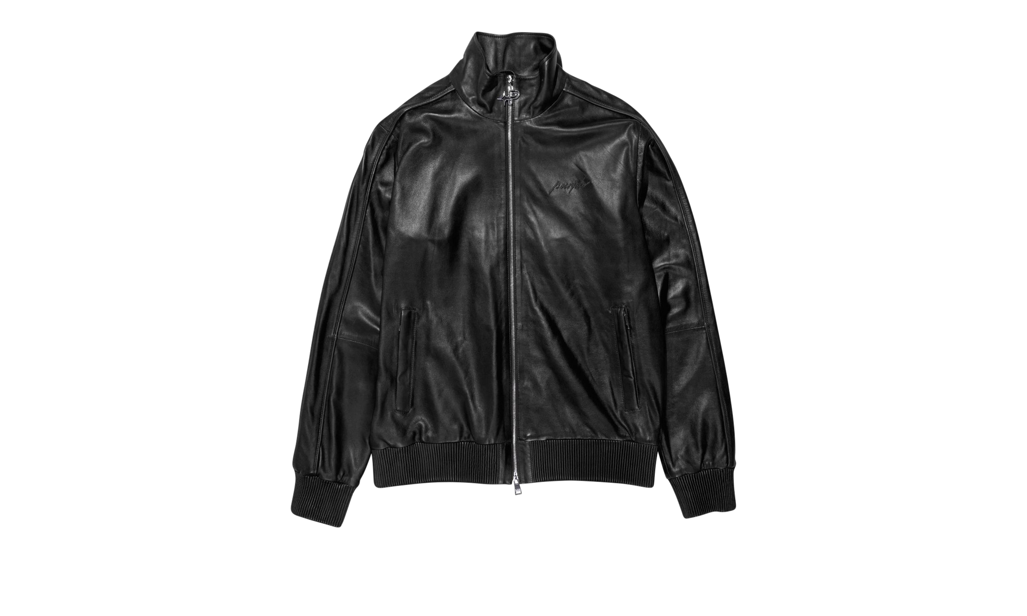 LEATHER TRACK JACKET "Black" P632 LBBJ423