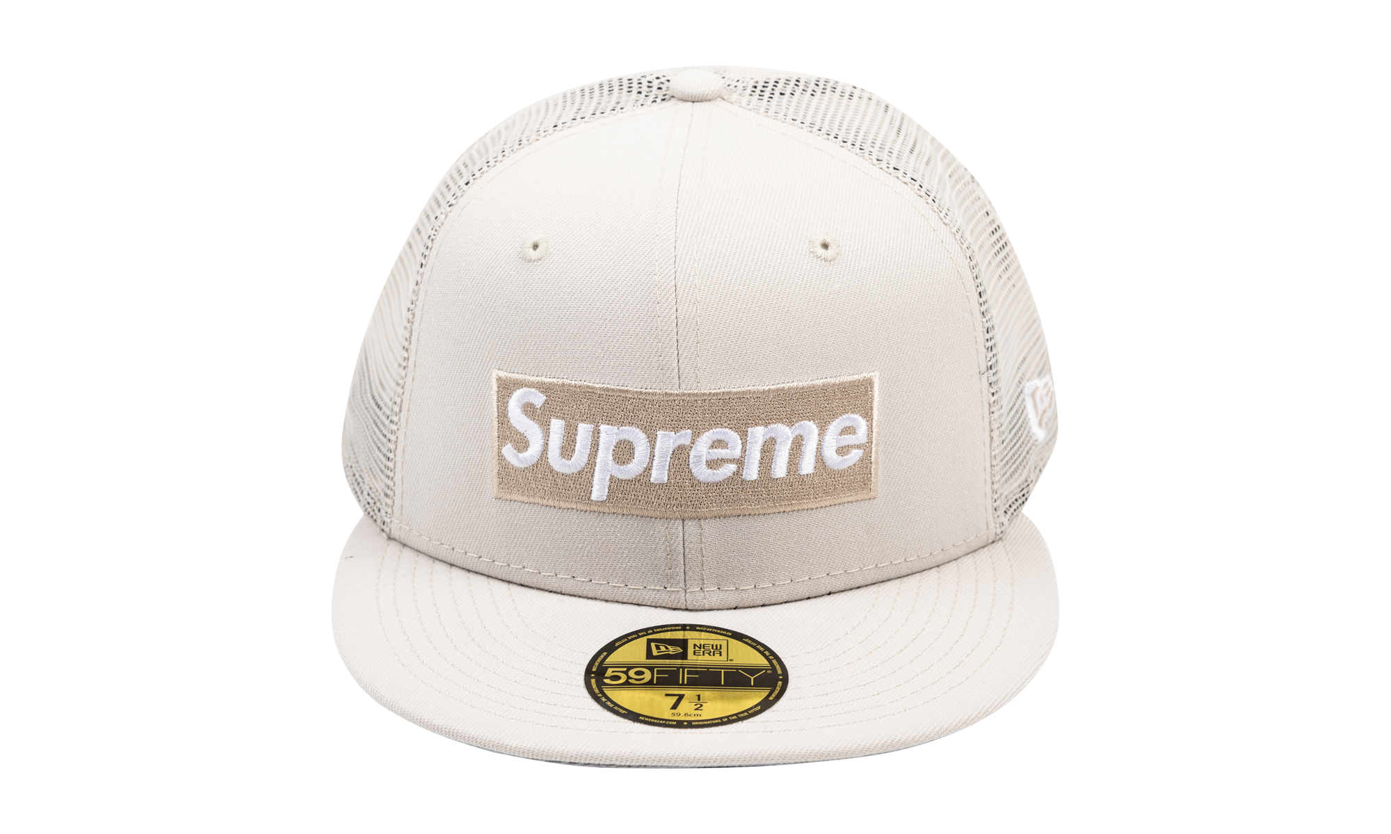 Supreme Box Logo Mesh Back New Era Hat "Stone" SU23215