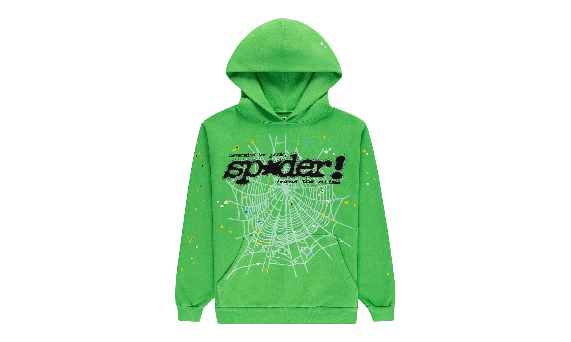 Punk V2 Rhinestone Hoodie "Bright Green" SP5der208