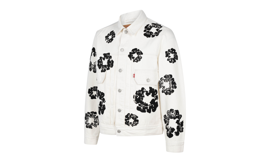 The Cotton Wreath Denim Jacket "White" DT16