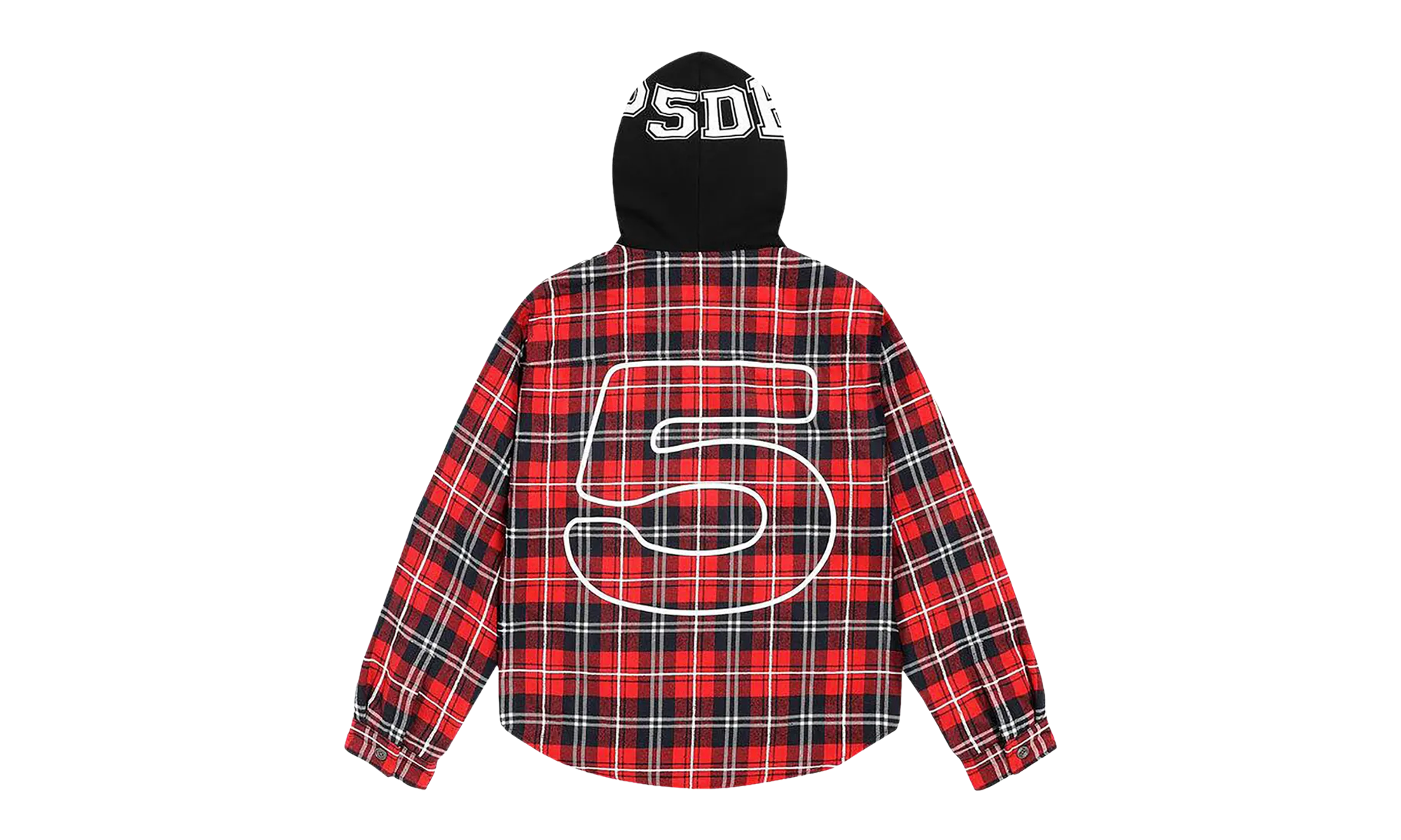 HOODED ZIP FLANNEL SHIRT JACKET "Red Plaid" SP5der284