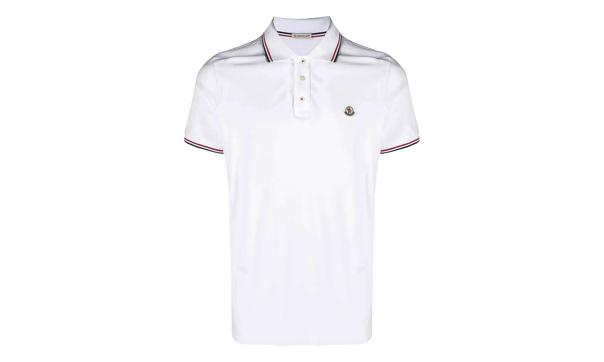 Striped Trim SS Polo Collar T-shirt "Brilliant White" MON59